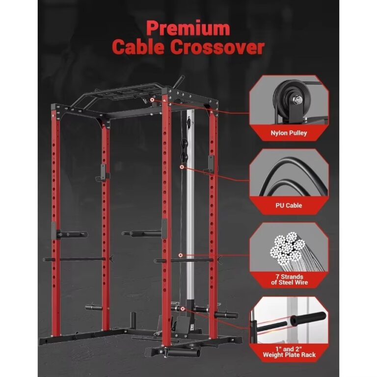 1200 lbs Capacity Power Cage Home Gym Rack with Pulley System – Multi-Functional Squat and Strength Training Rack