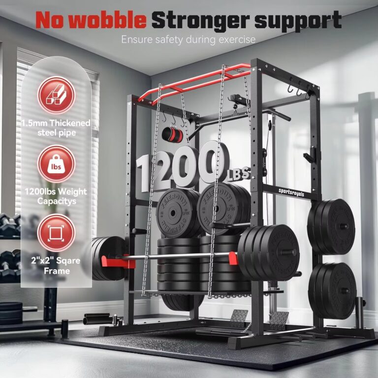 1600 lb Capacity Multi-Function Power Rack with Adjustable Cable Crossover