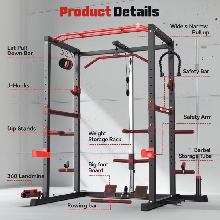 1600 lb Capacity Multi-Function Power Rack with Adjustable Cable Crossover