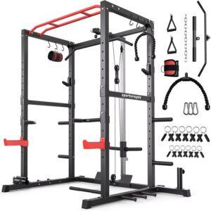1600 lb Capacity Multi-Function Power Rack with Adjustable Cable Crossover