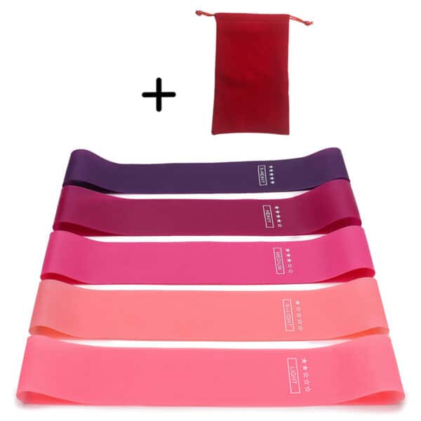 5-Piece Portable Resistance Band Set with Red Bag