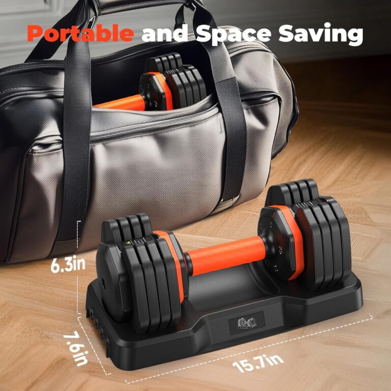 Adjustable Dumbbell Set of 2 25lbs Weights with Storage Box
