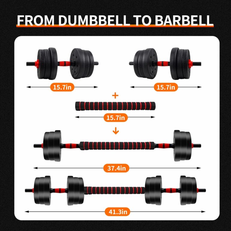 Adjustable Dumbbell to Barbell Set 5–44 lbs Home Gym Strength Training