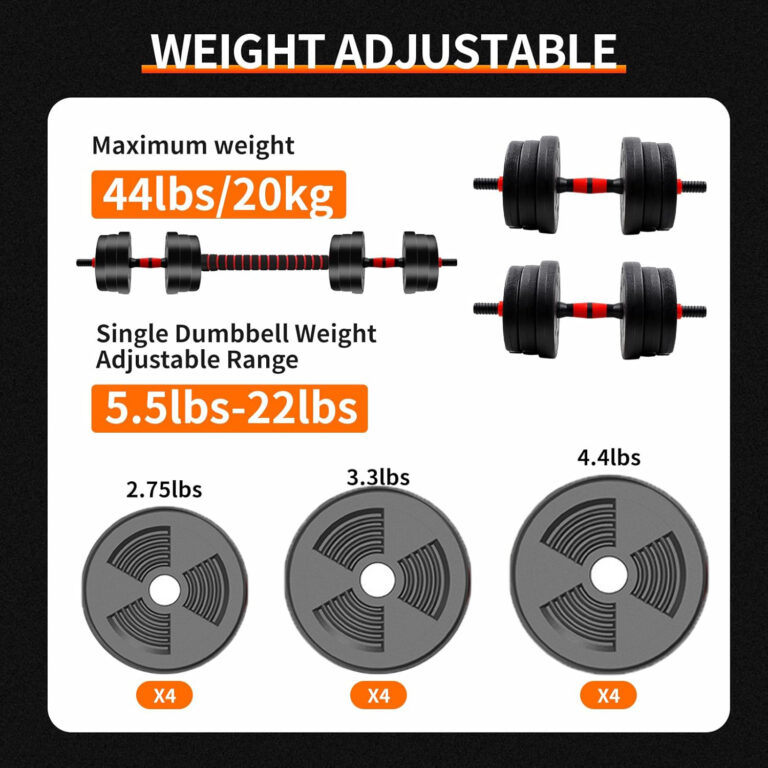 Adjustable Dumbbell to Barbell Set 5–44 lbs for Home Gym