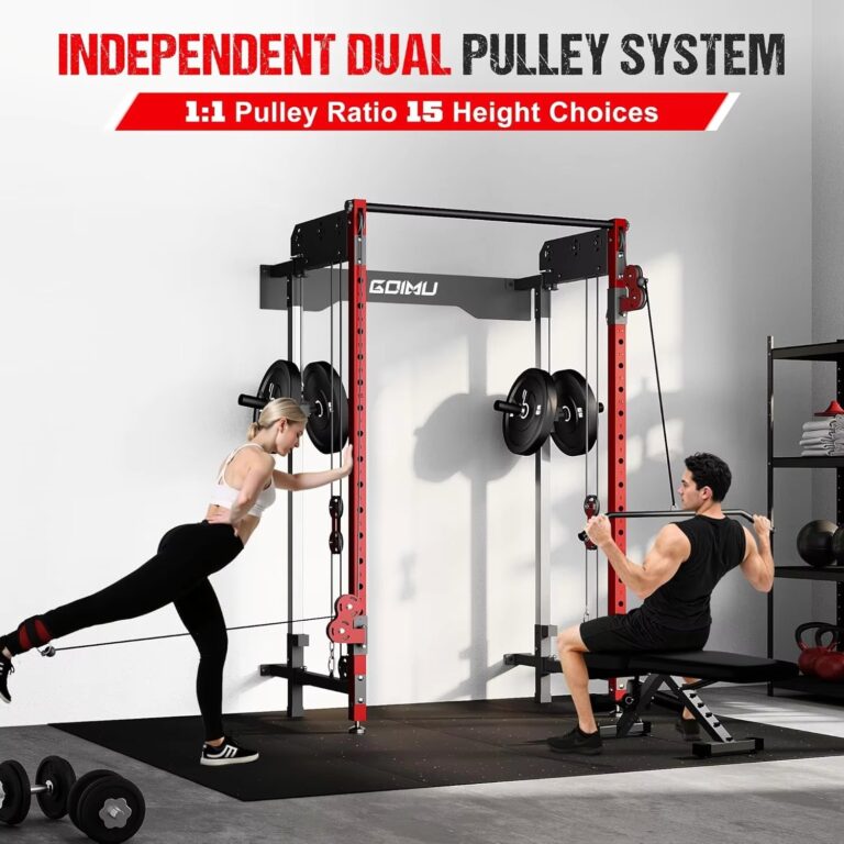 Folding Wall-Mounted Power Rack Independent Dual Pulley System