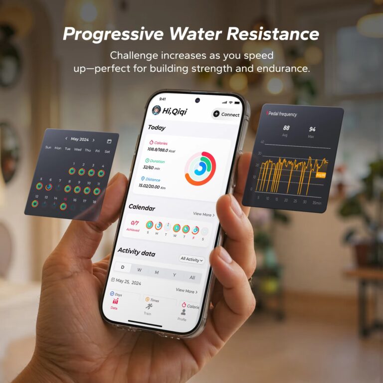 MERACH Foldable Water Rowing Machine for Home – Progressive Water Resistance