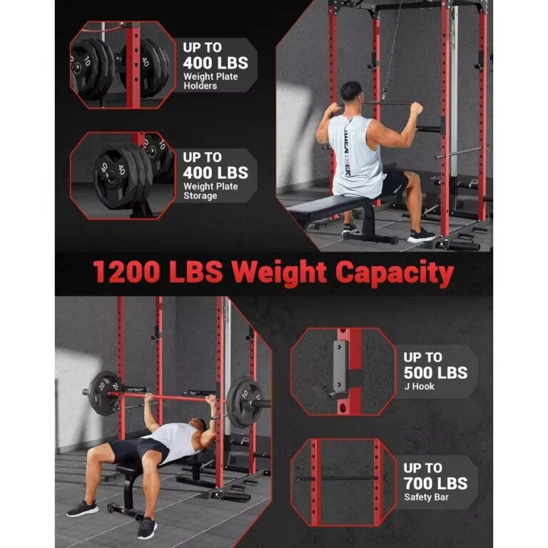 Power Cage Home Gym Rack with Pulley System 1200lbs Weight Capacity